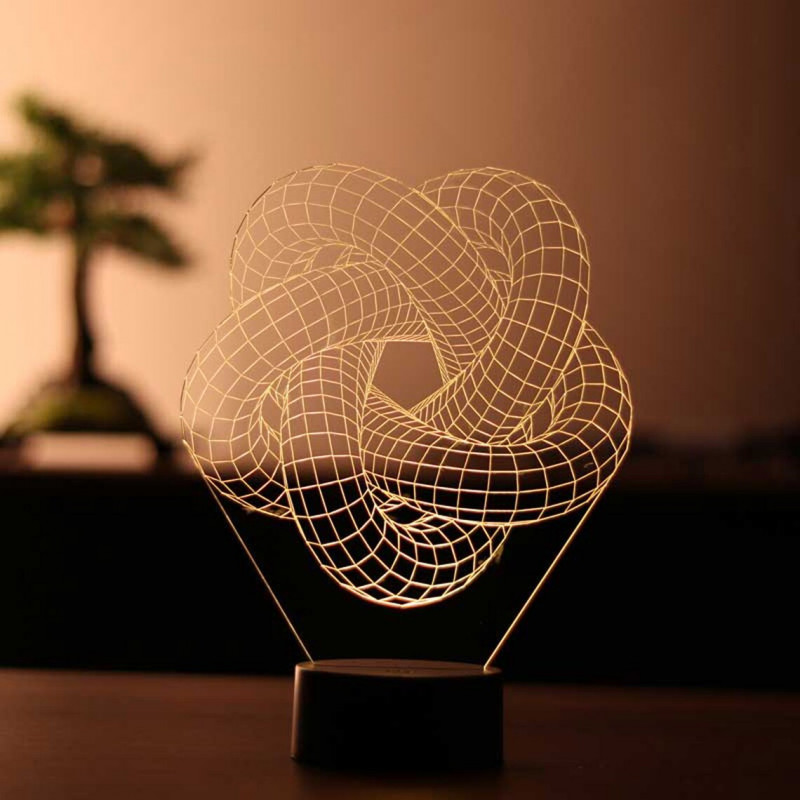 Torus Spiral 3D Acrylic Illusion Bedside Table Lamp